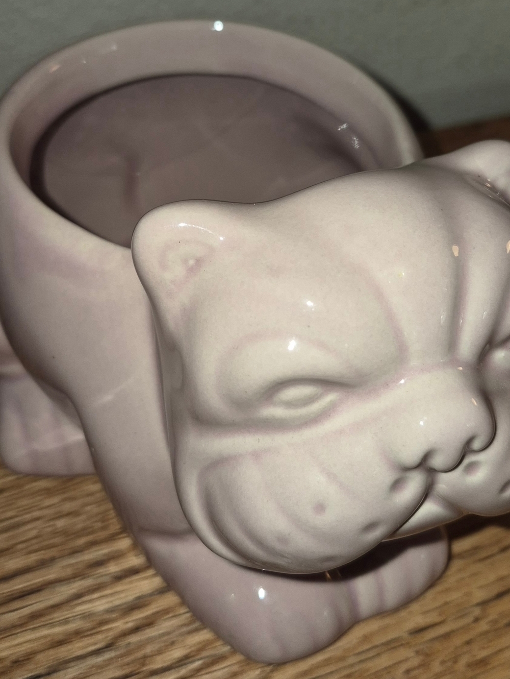 English Bulldog Planter, Light Pink - Picture 3 of 4